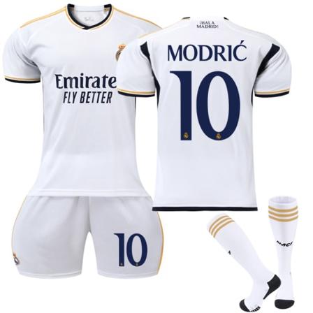 Real Madrid Hjemme Fotballtrøye for Barn Nr. 10 Modrić 26 (23-24)