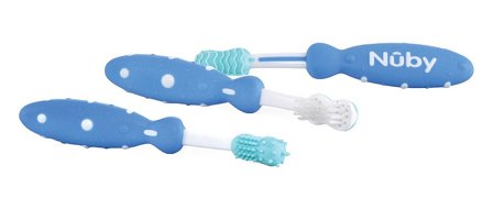 Nûby Tandbørste, Sæt i 3 step, Blå, Medicin & Pleje, Tandpleje Til Børn, Børnetandbørster