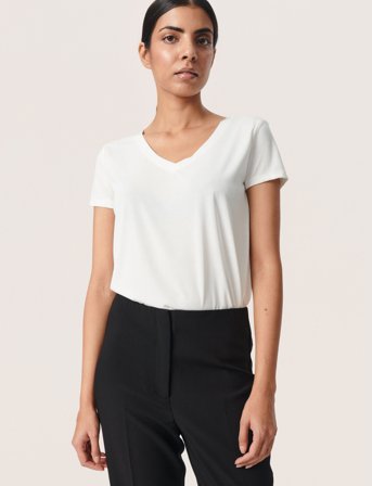 Soaked in Luxury Slcolumbine V-Neck Ss - White - L