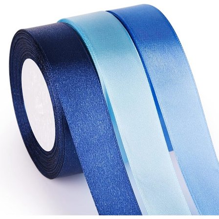 3 st Blå Band Bröllopsklänning Bukett DIY Hantverk 1 Tum Solid Färg Band Tyg Band Jul Present Inslagning Rosett Hårbulle Band Dekoration