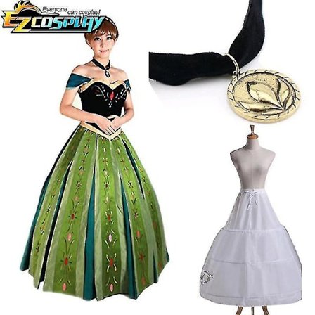 Dam Prinsessa Anna Kläder Kostym Halloween Jul Cosplay Fancy Kläder Kröning