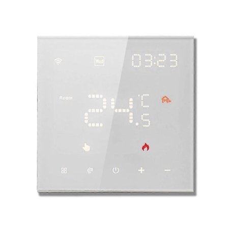Tuya Wifi Smart Termostat Gulvvarme Termostat Smart Home Elektrisk Varme Stemmestyring LED Farveskærm Hvid-Perfet