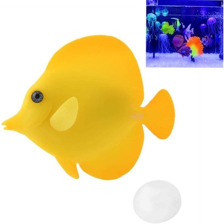 Akvarie Kunstig Fisk, Fisk Flydende Falsk Tropisk Fisk Sjov Lysende Silikone Fisk Livagtig Bevægelige Fisk Ornament Dekorationer, Gul