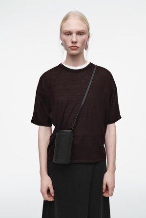 COS Women's Crossbody Bottle Holder Mesh Bag in Black