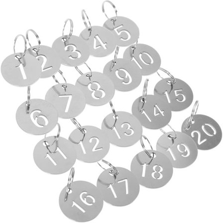 Nøglebrik i rustfrit stål til nummerplade, nøglebrik til mode, nummerbrik til garderobe, klassificeringsbrik til nummer, nøglebrik