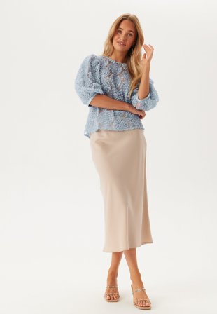 BUBBLEROOM-3D Flower Puff Sleeve Blouse-XL