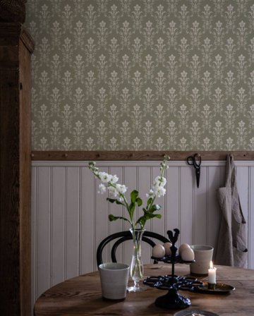 Duro Tapet, Hudiksvalls Teater 037-27 Gammalsvenska Papper, L, Grön, Färg & tapeter