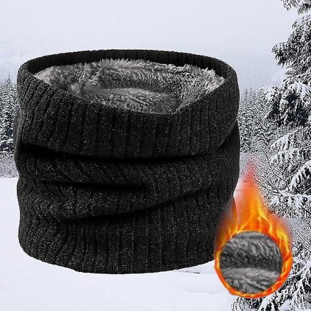 Vinterhalsklæde til mænd Fleece Ring Bandana Strikket Varmt Solidt Halsklæde Kvinder Halsvarmer