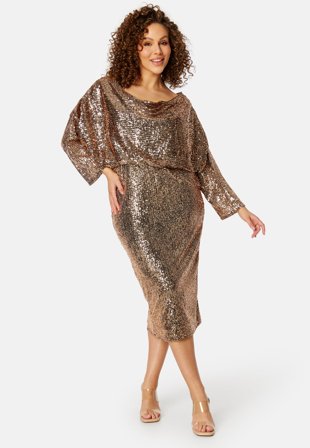 Goddiva Curve-Sequin Cowl Neck Midi Dress-50 (UK22)