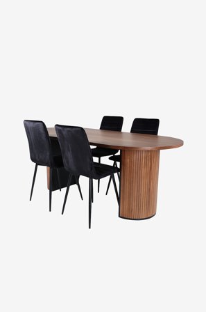 Venture Home - Spisegruppe Bianca med 4 Windu Lyx spisestoler - Brun - Spisegrupper - Fra Homeroom