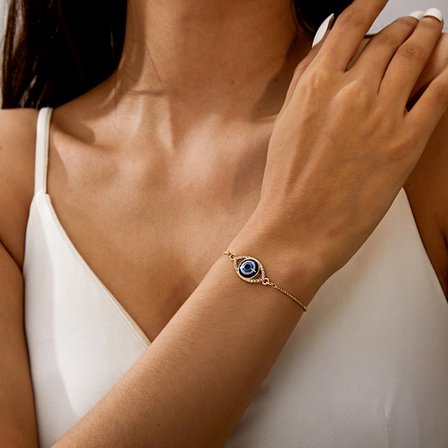 Uusi muoti Blue Evil Eye -rannekoru naisille Gold Color Adjusta