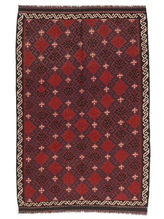 138X210 Tapis Kilim Maimane D'orient Noir/Rouge Foncé (Laine, Afghanistan) Carpetvista