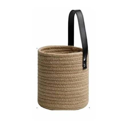 Jute Hengende Oppbevaringskurv - Jute Tauvevd Oppbevaringsboks Hengende Veggkurv med Håndtak Dekorative Kurver
