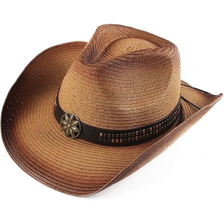 Voksen Solhatt for Kvinner og Menn, Cowboyhatt i Western-Stil, Fargerik