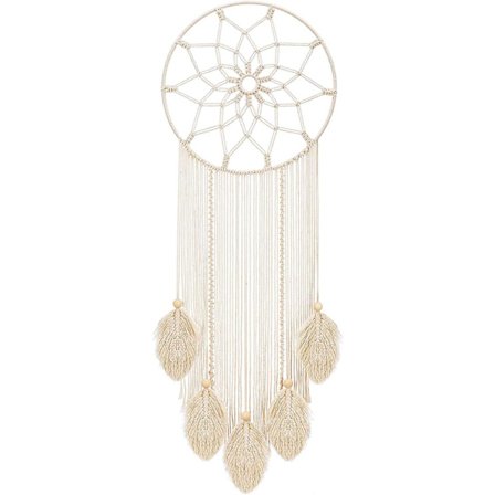Macrame Dream Catcher Stor Boho Vægophæng Dekoration Vævet Fjer Håndlavet Dreamcatcher Kvaster Dekoration Pige Værelse Dekoration Børneværelse 