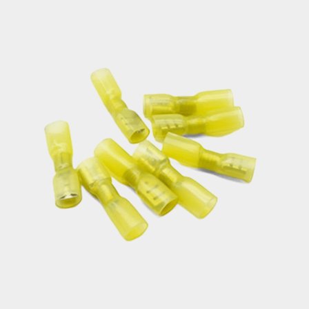 Conector hembra de terminal plana con adhesivo Skyllermarks, aislado con termorretráctil, para cable 4 - 6 mm², pack de 10, amarillo