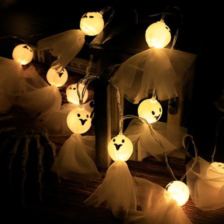 Halloween-kummitusvalosarja - 6ft 40 kpl LED-pitsihaamu seinäkoriste