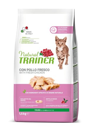 Natural Trainer Cibo Secco Per Gatti Giovani 7/12Mesi Sacco 1,5kg