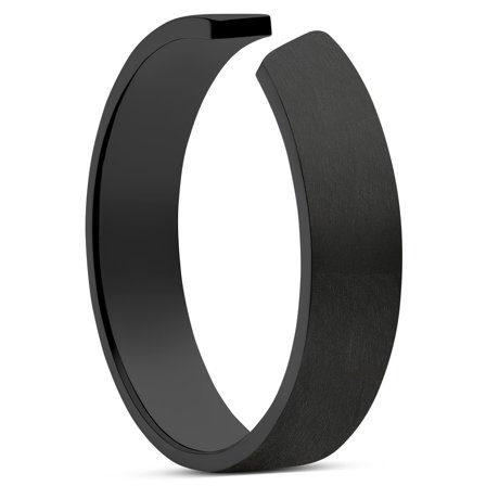 Bague réglable en acier inoxydable noir mat de 5 mm pour hommes - Bagues en acier