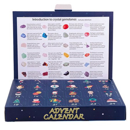 24-delt edelsten krystall adventskalender for barn og voksne - Nedtelling til jul med unike krystaller og steiner for gutter og jenter (FMY)