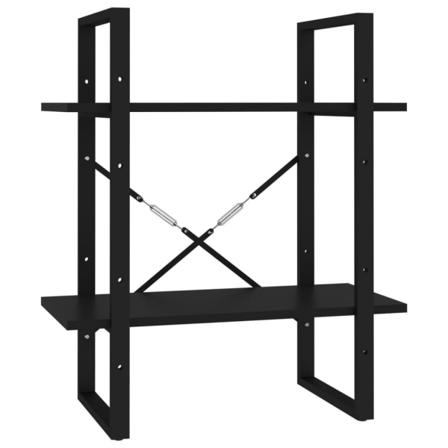 Vidaxl Bokhylla 2 Hyllplan Svart 60x30x70 Cm Konstruerat Trä Svart