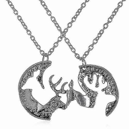 2 stk Unisex Elskerens Vintage Hjorte-Kamel Sjarmpendant Kjede Halskje Smykke