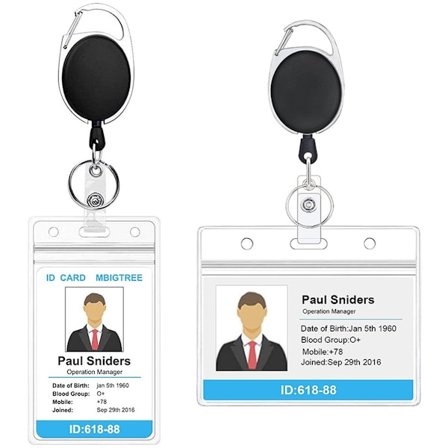 Pieces Kraftig Udtrækkelig Badge Holder - Udtrækkelige Nøgleringe - D-Clip - med Karabinhage - Bukseclips Snøre - Badge Holder Snøre