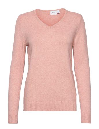 Viril V-Neck L/S Knit Top Pullover Rosa Vila