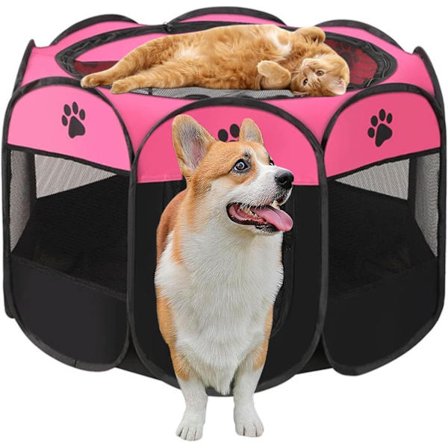 Bærbar Hunde- og Kattegård – Sammenleggbar Lekegrind for Innendørs, Lekegrind for Valp og Smådyr
