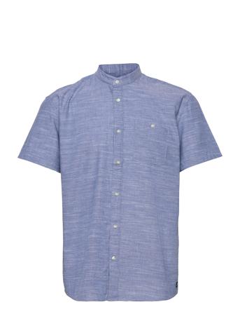 Relaxed Structured Shirt Kortärmad Skjorta Blå Tom Tailor