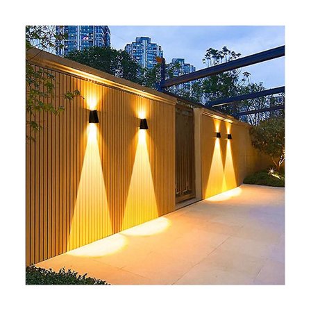 2-LED utomhusvägglampa vattentät solcellsdriven utomhusbelysning varmvita lampor trädgårdslampor O-FA13-