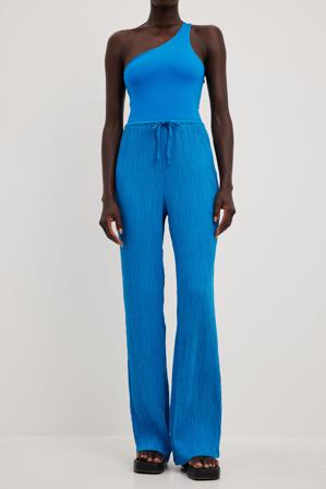Basma Bada x NA-KD Pantalon structuré à cordon de serrage - Pantalons d'été - Bleu - EU 34