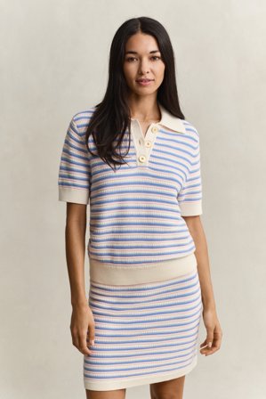 GANT Damen Bunt gestreiftes strukturiertes Top (S) Weiß