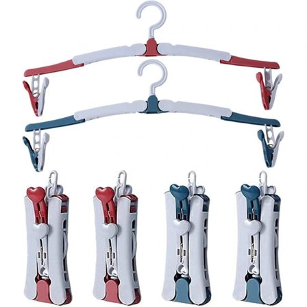 Foldbare Bøjler med Klemmer, 360 Graders Roterende Krog, Bærbar til Rejser Udendørs Camping, Blandede Farver (6-pak)