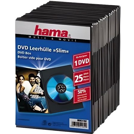 HAMA 51182 Paket med 25 Slim DVD-fodral - Svart