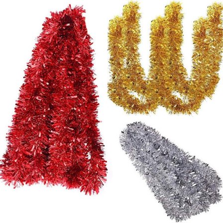 30m metallisk glittergirlander rød sølv gull glitter glitter jul