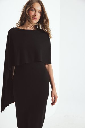 Janni Delér x NA-KD Stickad ponchomidiklänning - Julklänningar - Svart - L