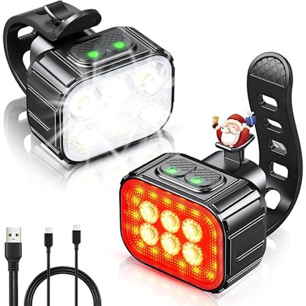 Sykkellyssett, USB-oppladbart vanntett IP65 sykkel LED-lys