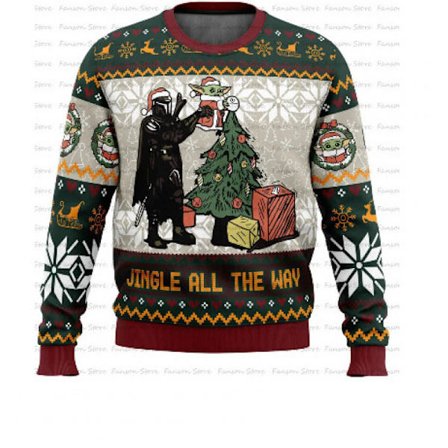 Jouluneulepusero miehille, 3D-digitaaliprintti, pyöreä pääntie, syksy-/talvivaatteet - EL2597 - Koko S