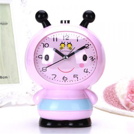 SAYTAY Vekkerklokke for soverom, tegneserie vekkerklokke Bie vekkerklokke, studenters barns hjemmedekorasjon skrivebordsklokke (rosa)