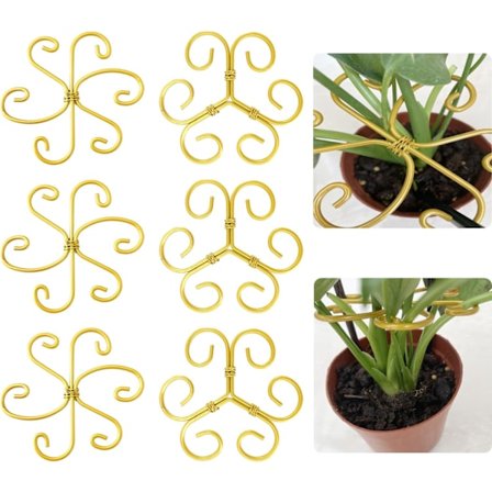 Återanvändbart 6-pack Monstera Växtstöd Kit - Rostbeständigt Växtstöd, Bladklämmor (3 Hjärtformade + 3 Blomsterdesigner)