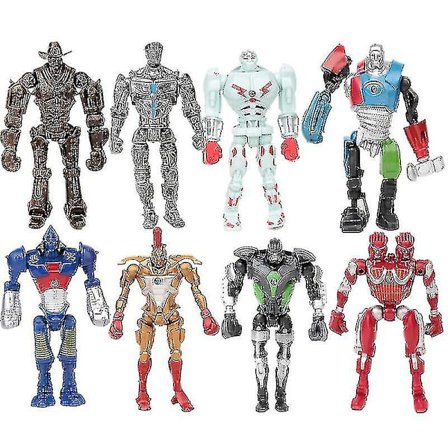 8 st 13cm Film Real Steel Zeus Atomic Midas Adam Invader Robot Noisy Boy Action Figur Leksak Present