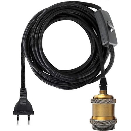 E27-kanta kytkimellä, 1,2 metrin kaapelikangas sähköjohto polttimon kantaan / Edison Retro -riippuvalaisimeen / luovaan lamppuun, vintage-