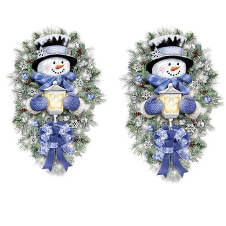 Juleveggklistremerker 2 stk Snømann Krans Design Dekorasjon