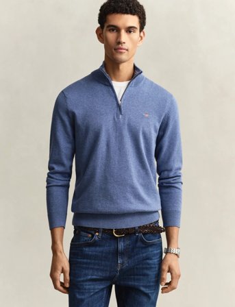 GANT Classic Cotton Half Zip - Blue - S