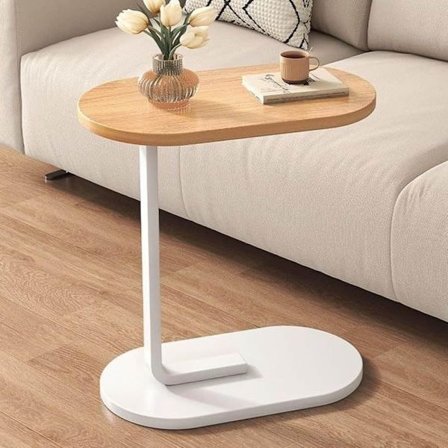 C-format sidebord & sofabord – lille træ kaffebord, der glider under sofa og seng