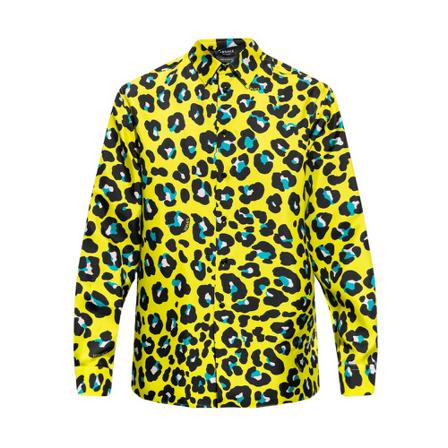 Versace Daisy Leopard Shirt Gul, Herre Skjorter, Størrelse: M