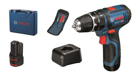Bosch GSB 12V-15 Slagboremaskin med batteri og lader, Maskiner