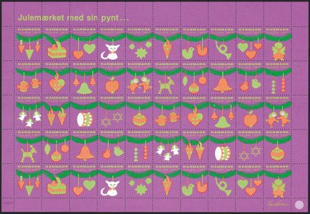 Danmark - julmärkeark 1977 - Takket - Ufoldet