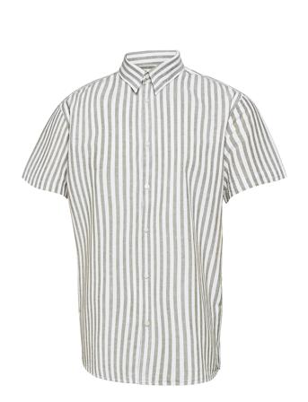 Slhregnew-Linen Shirt Ss Classic W Kortermet Skjorte Grønn Selected Homme